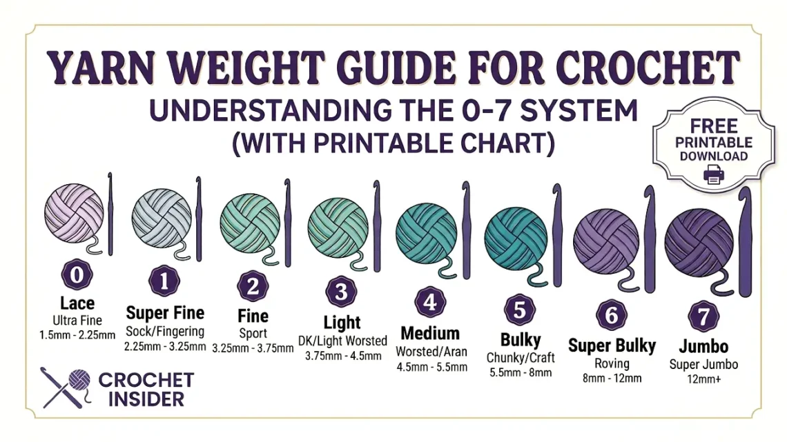 Yarn Weight Guide for Crochet: Understanding the 0‑7 System (With Printable Chart)
